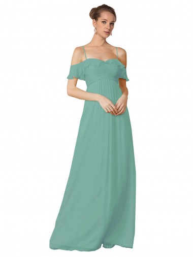 Buy Hand-Ruched Chiffon Bridesmaid Dress with Flutter Sleeves UK