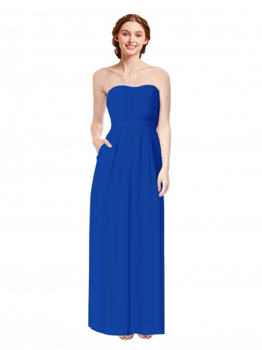 Buy Strapless Sweetheart Keyhole Back Long Chiffon Bridesmaid Dress UK