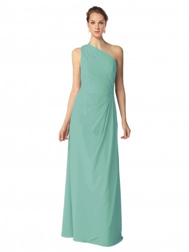 Buy Long Chiffon One Shoulder Full Length Bridesmaid Dress UK