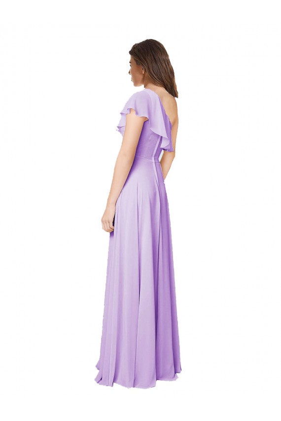 Buy Draped One Shoulder Long Chiffon Bridesmaid Dress  UK