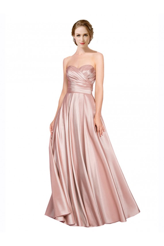 Buy Long Plated Strapless Sweetheat Formal Stretch Satin Bridesmaid Dress / Prom Dress UK