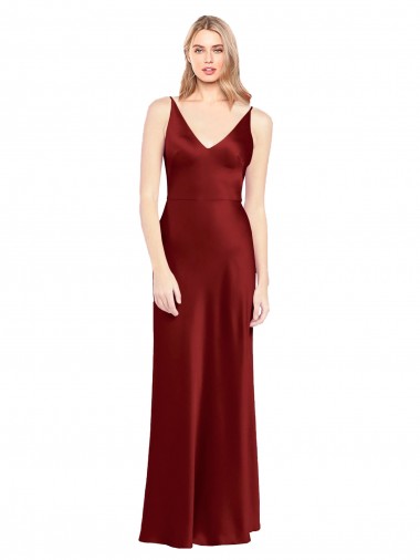 Buy Full Length Long Formal Stretch Satin Slip Bridesmaid Dress / Prom Dress V-Back UK